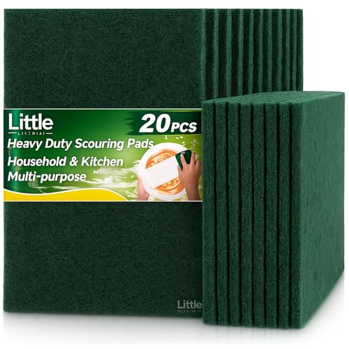 Image of Large Scrub Pad for Utensils, Heavy Duty Super Scrubber to Cleaning Dish, Utensil, Vessel in Kitchen, Home Essentials Items, Big Size 10x15 Cm, Green, Pack of 20