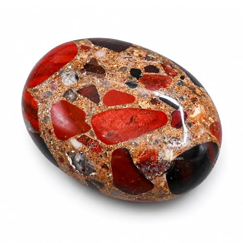 Image of Certified Spotted Jasper Crystal Palm Pebbles Stones for Anxiety Stress Relief Massage - AAA Grade Original Healing Gemstone Agate Palm Stone for Yoga Meditation Spiritual Reiki Feng Shui