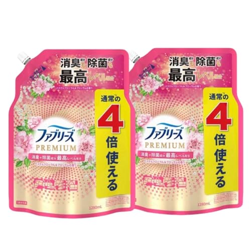 【大容量セット】ファブリーズ プレミアム パステルフローラル&ブロッサムの香り 詰め替え1280ml×2個セット 通常の4倍使える 消臭+除菌成分最高レベル配合