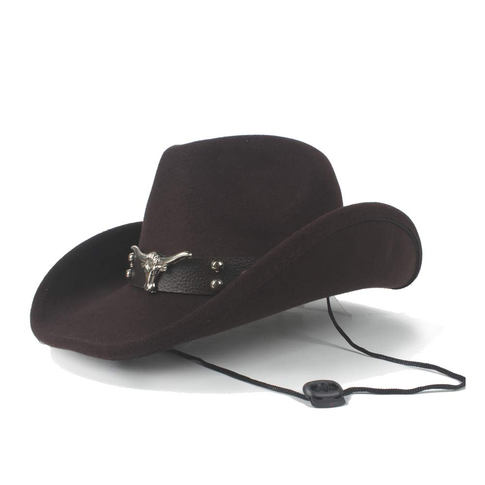 HUANGAIHUA Hipster Winter Cowboy Hat Wool Cowboy Hat Western Gentleman  Cowgirl Jazz Equestrian Dad Queen Tauren Punk (size: 56-59cm) (Color  Coffee - Main Image