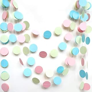 Cheerland Easter Pastel Garland Pink Circle Streamer Hanging Dot Party Decorations Girl Birthday Backdrop Baby Shower First Birthday Spring Party Decor Ice Cream Theme Unicorn Party Supplies Kids 52ft