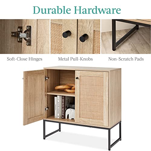 Best Choice Products SKY6513 2-Door Rattan Storage Cabinet, Accent Furniture, Multifunctional Cupboard For Living Room, Hallway, Kitchen, Sideboard, Buffet Table W/Non-Scratch Foot Pads thumb #8