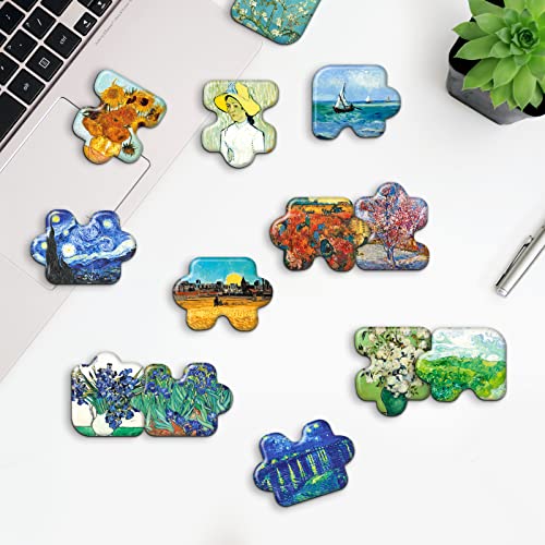 Morcart Fridge Magnets, 30 Pcs Van Gogh Puzzle Fridge Magnet, Kitchen School Office Locker Magnets, Fun Fridge Magnets, Art Deco Magnets, Gifts For Adult Friends Art Lovers #TOP1