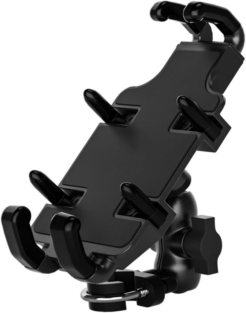 Aluminum Alloy Motorbike Phone Mount Holder with 360° Rotation Handlebar Rack GPS Navigation Bracket for Electric Motorcycle Riders