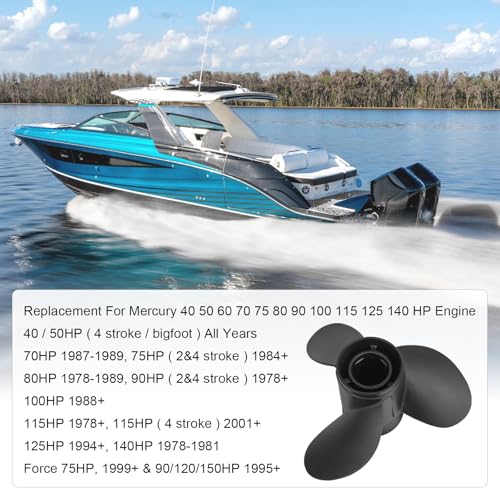 Image of 48-77344A45 Outboard Boat Propeller 13 1 /4 x17 Pitch Replacement for Mercury 60 75 90 100 115 hp, 15 Spline Tooth, RH, 13.25 x 17P