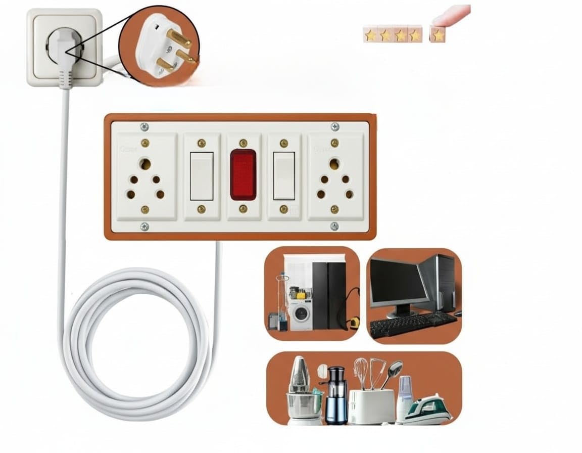 Anchore Extension Board 2 Socket 2 Switch 1 Indicator with 2.5 Meter 3pin top Wire-image-33
