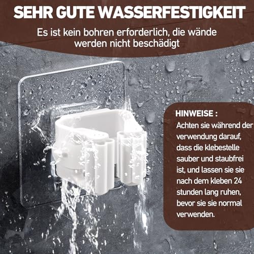 XIANGLONGY 10 Stück Besenhalterung Wand Selbstklebend, Besenhalter Ohne Bohren, Wandhalterung für Besenstiel, Mopstiel und Reinigungsgeräte, Gerätehalter Wand für Küche, Bad, Garten und Garage 2