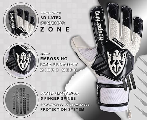 Keeperking SP 2.0, jóvenes, Adolescentes, Adultos, Guantes de Portero para niños con salvadedos, Guantes de Portero para Hombre Fabricados en látex con un Agarre Fuerte y protección para los Dedos ex - imagen 4