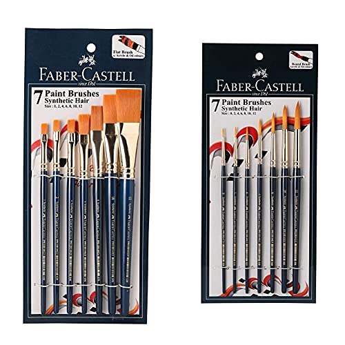 Faber-Castell Paint Brush Set – Round, Pack of 7 (Navy Blue) with Faber-Castell Paint Brush Set – Flat, Pack of 7 (Navy Blue) Faber-Castell Paint Brush Set – Round, Pack of 7 (Navy Blue) with Faber-Castell Paint Brush Set – Flat, Pack of 7 (Navy Blue)