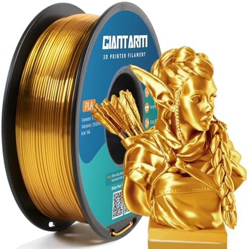 GIANTARM 3D Printer Filament, Silk Gold Pla Filament, 1Kg(2.2lbs) Spool, 1.75mm Dimension Accuracy +/- 0.03mm, 3D Printing Filament