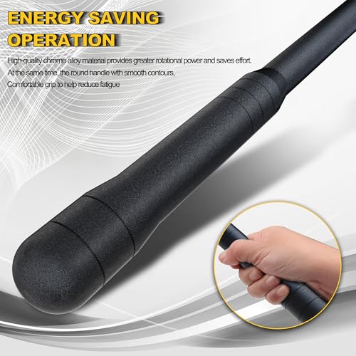 Image of 3 /8 inch Drive 17.5 Inch Breaker Bar, Heavy Duty Head, Premium Chromium-Molybdenum Steel, Laser Etched Marking, for Grip and Break Loose Tight Bolts, Nuts