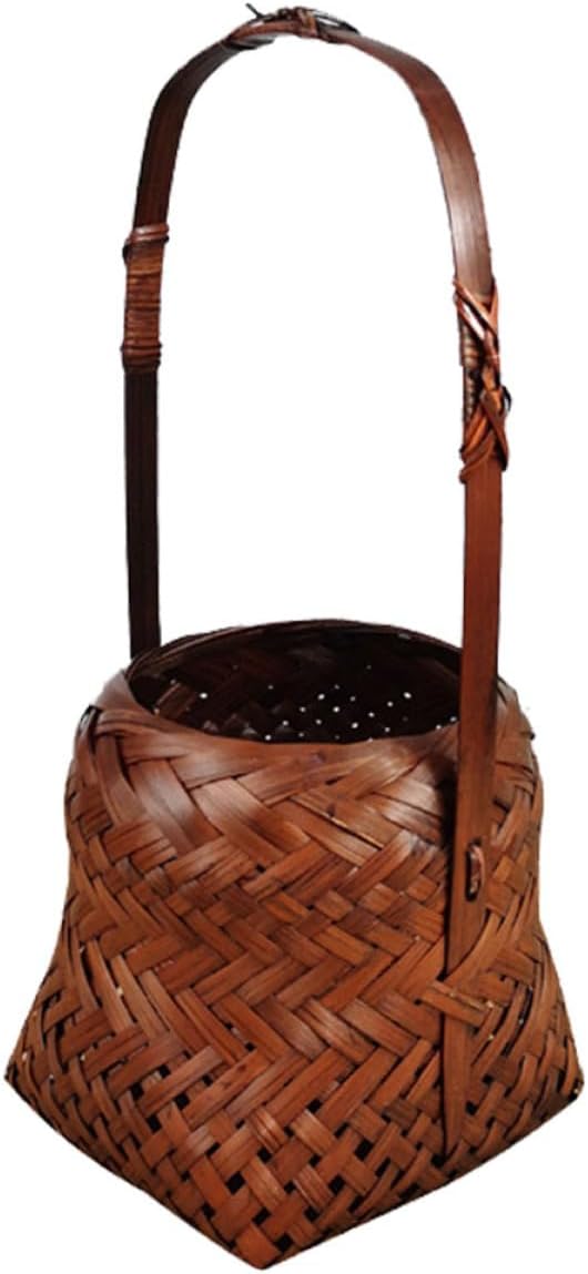 Amosfun 2pcs Retro Flower Basket Chinese-style Storage Hand Basket for Flowers Home Coffee Color for Organizing Items Decorations