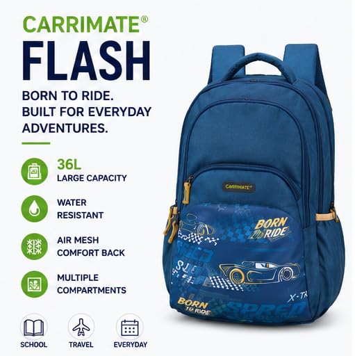 Image of Flash Backpack for Boys & Girls | 3-Compartment School, College & Travel Backpack with Organizer Pocket, Extra Sleeve, Rain Cover, Side Bottle Holder & Breathable Mesh Back