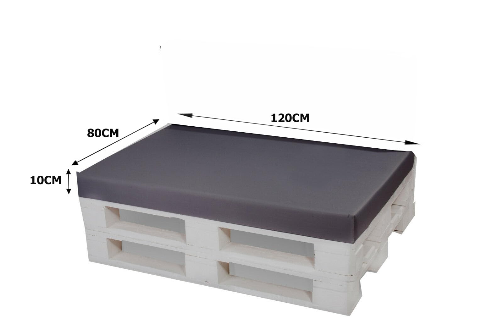 Copricuscino per Cuscini Pallet 120x80x10cm Antracite Federa Impermeabile Interni Esterni