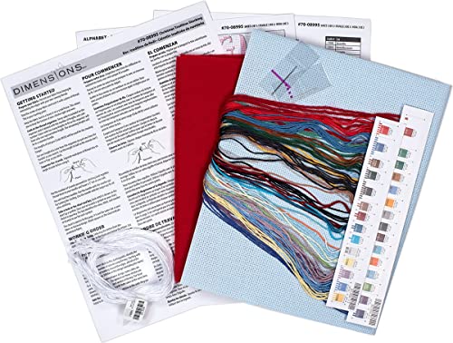 Dimensions 70-08995 Holiday Tradition Diy Personalizable Christmas Cross Stitch Stocking Kit, 16" L, 14 Count Light Blue Aida, Various #TOP1