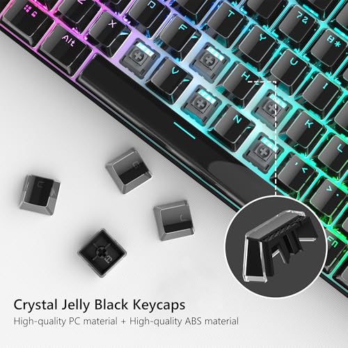 Image of Womier Keycaps - Black Jelly Keycaps, Crystal Shine Through Key caps | Custom Keycaps Set 60% 75% 100% Percent, 130 Keys OEM Profile for 61 /68 /84 /87 /98 /100 Cherry Gateron MX Mechanical (Black)