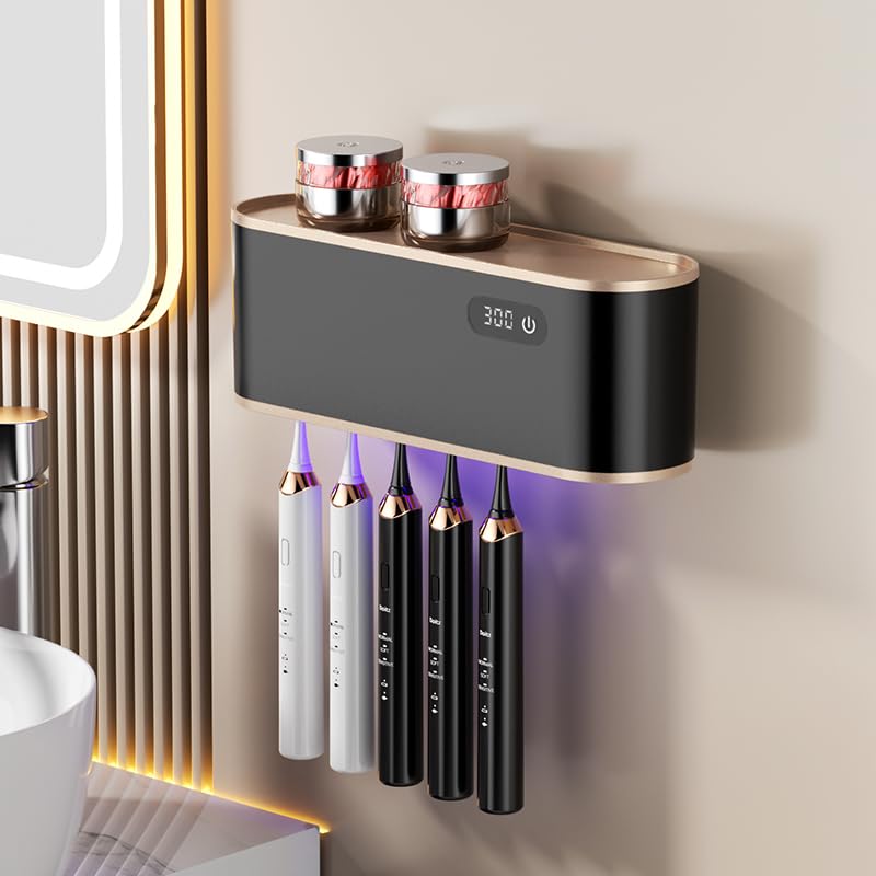 Sterylizator uchwyt na szczoteczki do zębów UV, sterylizator do elektrycznej szczoteczki do zębów, ładowanie USB, organizer na szczoteczkę do zębów, na 5 szczoteczek do zębów, 70 dni na jednym