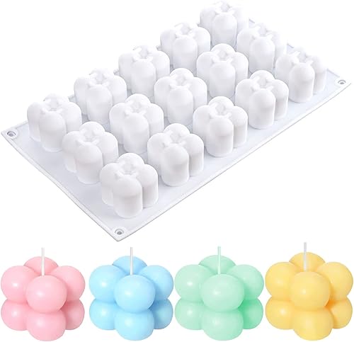 Miniatura 9 de Konrisa Moldes de vela en forma de cubo, moldes de silicona de burbujas 3D de 6 cavidades para hacer velas, molde de pastel para hornear chocolate,