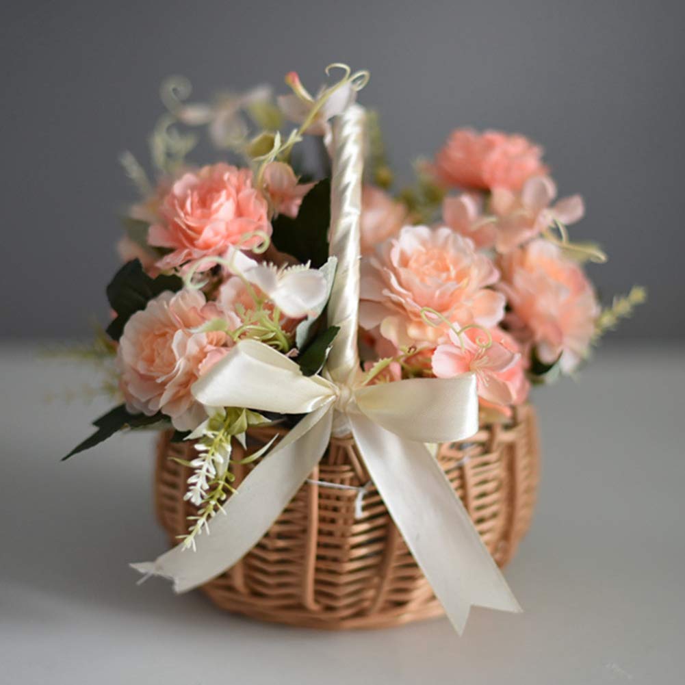 Panier De Rangement En Rotin Naturel Tissé, Pot De Fleurs, Vase, Panier Tissé Pour Mariage Maison Organisateur Avec Poignee