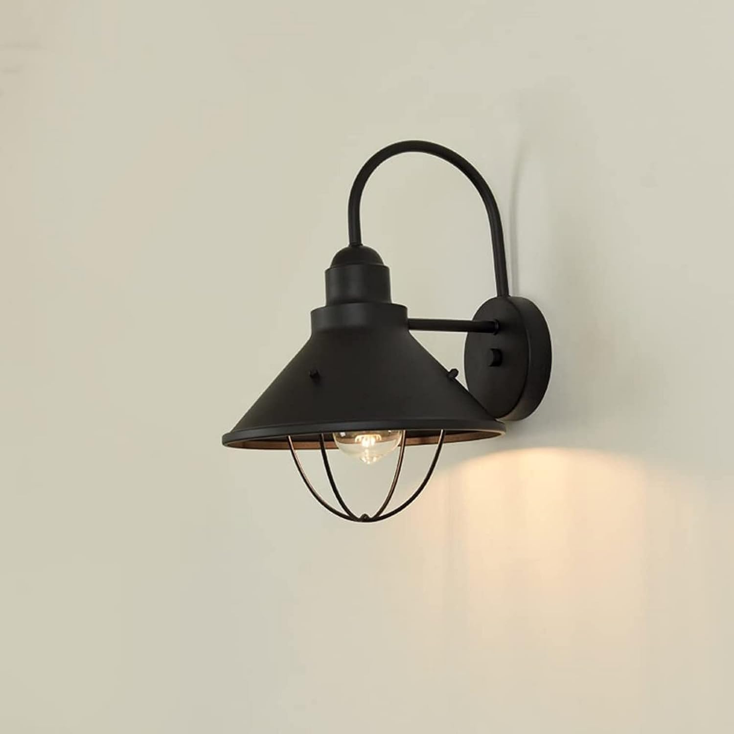 SYAXVOM Garden Wall Light Sconce Outdoor Barn Lighting V-intage Mount Porch Lamp Matte Black E27 1-Light