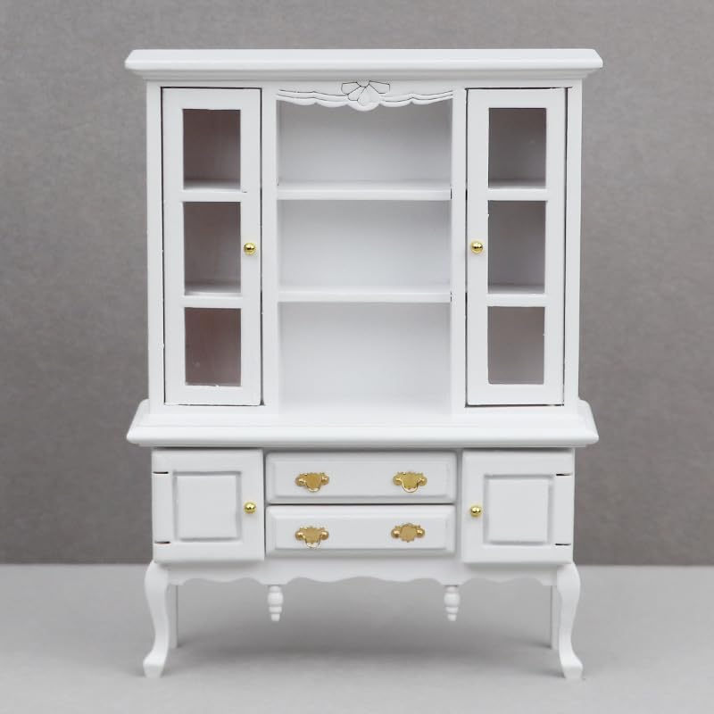 Miniatura 3 de AirAds - Casa de muñecas 112, muebles en miniatura para bufé y gabinete para comedor para cubiertos y manteles, platos formales para armario (blanco)