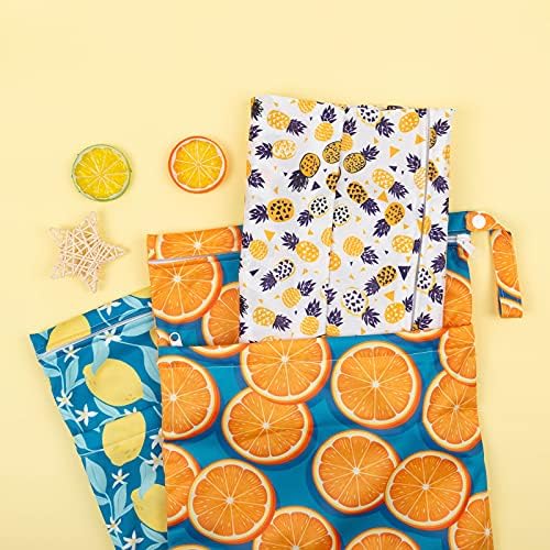 Babygoal Wet Dry Bags Diaper Bag, Washable Travel Organizer Bags, Beach, Pool, Gym Large Wet Bag for Swimsuits & Wet Dry Clothes with Two Zippered Pockets 3 Pack,3LN22-CA - 1