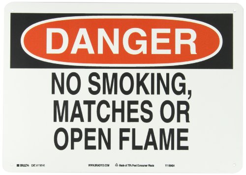Panneau de sécurité Brady 116141 Danger No Smoking rectangulaire 35x25