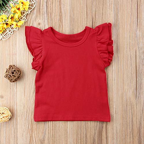 Image of Infant Toddler Baby Girl Top Basic Plain Ruffle T-Shirt Blouse Casual Clothes