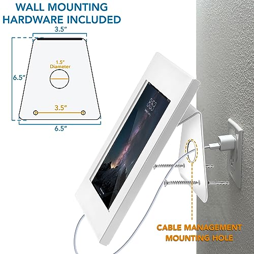 Image of Mount-It! Anti-Theft Tablet Kiosk, Locking Tablet Enclosure with Counter Top and Wall Mount Base, Universal Enclosure for iPads Gen 7, 8, 9 and 10, iPad Pro, iPad Air, White