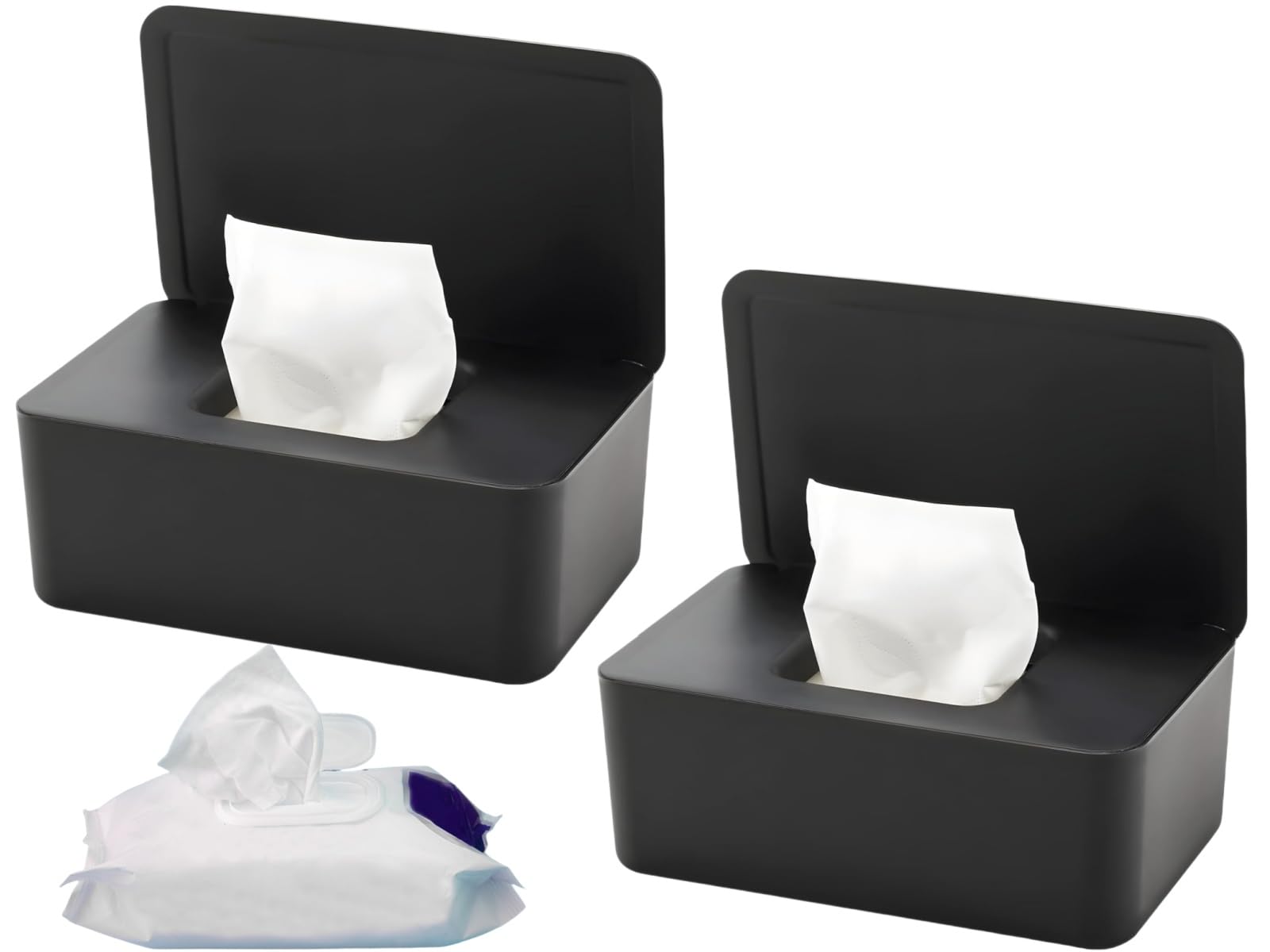 Caja para Toallitas Húmedas,2pcs Caja Toallitas Húmedas con Tapa,Dispensador Toallitas Humedas,Caja De Servilletas,Dispensador de Toallitas de Pañal Caja,Caja de Pañuelos,Caja de Servilletas con Tapa