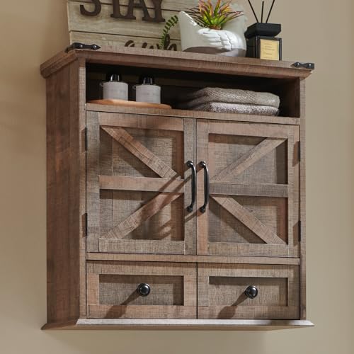 ACCOHOHO Bathroom Wall Cabinet, Farmhouse 24' Wide Medicine Cabinet with Drawer, Adjustable Shelf,...