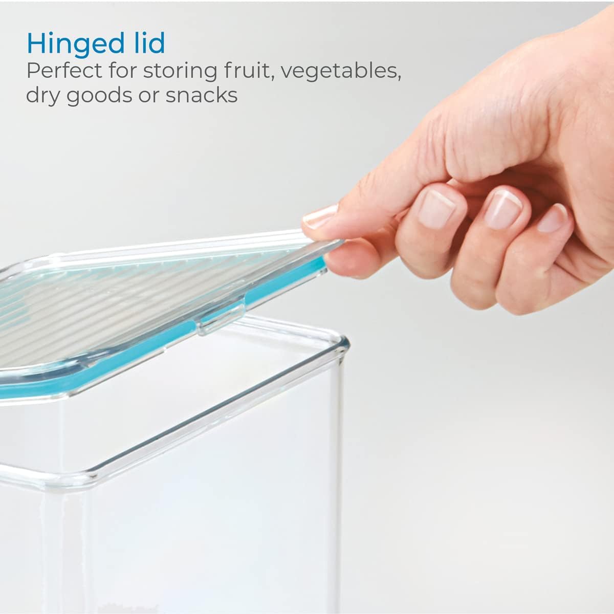 iDesign Plastic BPA-Free Pantry Food Storage Organizer Bin with Air-Tight Hinged Lid, 2 Quart Container for Kitchen, Fridge, Freezer, Cabinet, 5.5" x 6.6" x 5" - Clear