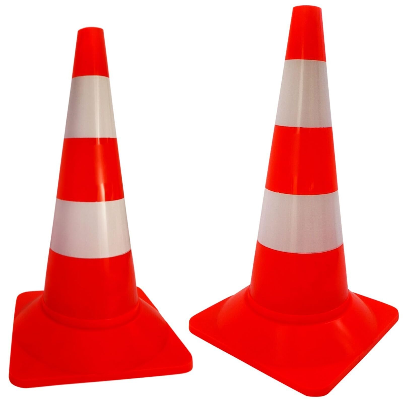 2 Stück Leitkegel 50 cm orange-weiß Warnhut Leitkegel Abperrhut Verkehrshut Pylon Absperrhüttchen Verkehrsleitkegel Kegel rot-weiss Warnkegel 500 mm Absperrpylon Verkehrshütchen
