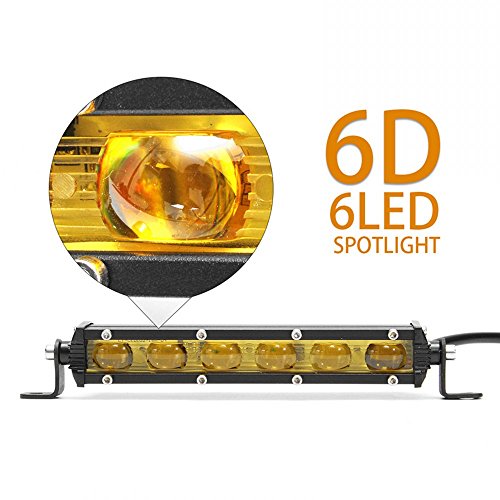 Amber LED Driving Lights Bar LED Fog Lights Spot Beam 2Pcs 7Inch 18W Waterproof LED Car Grille Bar Lights LED Work Auxiliary Lights Fit for Trucks SUV ATV 4WD Car Marine Moto Boat Golf Cart
