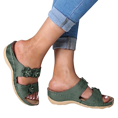Zapatos Abiertos Cuñas del Dedo Grueso cómodos Slippers para Mujeres Sandalias de Fondo Zapatillas Femeninas Botas De Mujer Invierno Zapatillas Mujer Amarillas