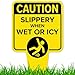 Slippery When Wet or ICY Sign, 7x13 Inches, Heavy Duty Integrated Ground Stakes, Indoor/Outdoor Use, Rust Free Aluminum Composite, Made in USA by My Sign center