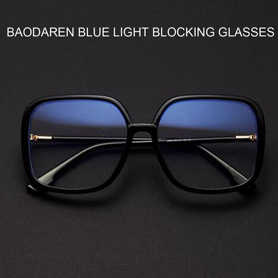 Lunettes Anti Lumière Bleue Monture Carrée Surdimensionnée Femme/Homme Anti Fatigue Yeux Lunettes de Lecture Ordinateur UV400 Lentille Clair L3000A Noir Taille XL Noir 46