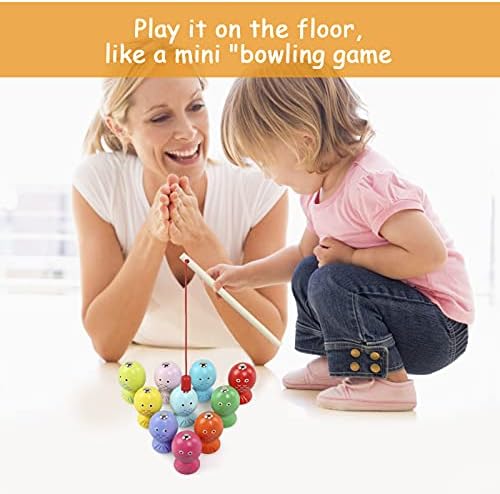 NEWSTYLE Wooden Toy, Fishing Game Magnetic Toy, Fishing Toy Motor Skill Preschool Montessori Educational Toy, Magnetic Fish Fishing Game Montessori Toy, Children's Toy from 2 Years