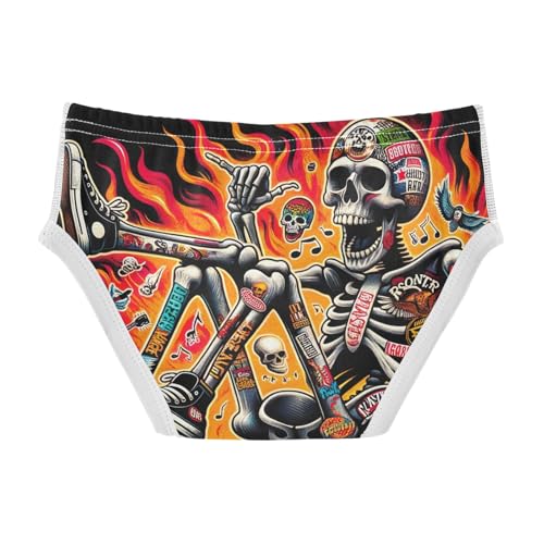 ODAWA Skull Skateboard Fire Black Tag Free Toddler Briefs Cotton, Boys Underwear 2T2