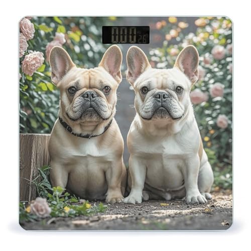 Báscula de baño digital con diseño bulldog francés miniatura 1