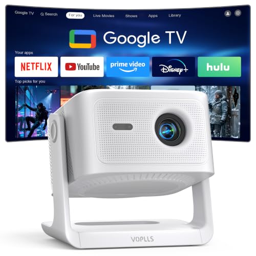 Image of 【3000 ANSI Official Licensed Google TV】VOPLLS 4K Smart Outdoor Projector with WiFi and Bluetooth, VOPLLS Projectors with Dolby /Auto Focus, Portable Movie Phone Wireless Gaming Proyector for Bedroom