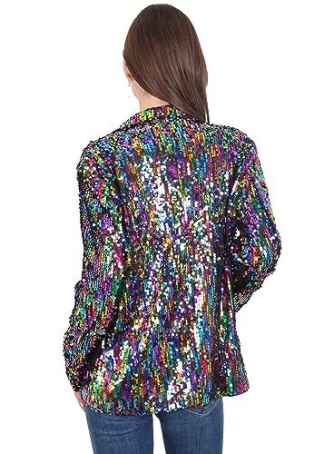 Anna-Kaci Women's Sparkle Sequin Jacket Long Sleeve Open Front Work Blazer Cardigan with Pockets2