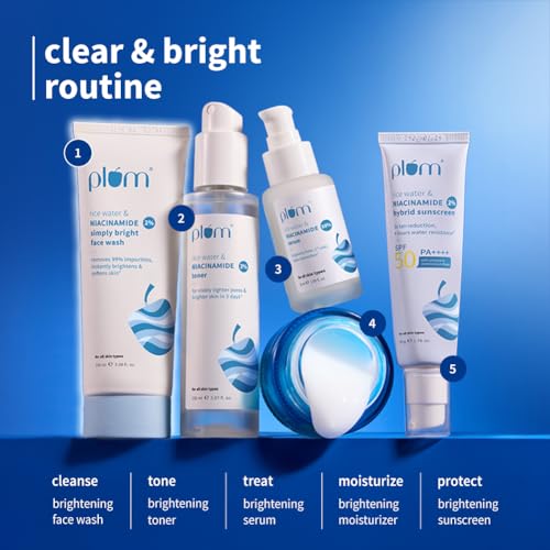 Image of Plum Simply Bright Face Wash Combo Pack - 2% Niacinamide & Rice Water Cleanser Set (100ml + 150ml) | Skin Brightening, Hydrating & Pore Cleansing Face Wash for Glowing Skin | Men & Women