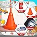 Mifoci 78 Pcs Racing Birthday Party Supplies Include 6 Fuel Cup 6 Cone Cup 12 Wheel Bag 12 Race Toys 12 Racing keychain 16 Stickers 12 Checkered Flag 2 Floor Banner for Construction