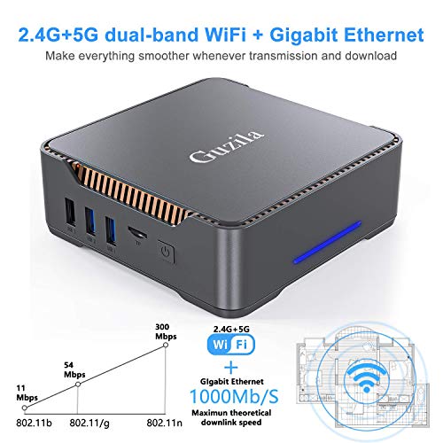 Mini PC, Intel Celeron J3455 Processor(up to 2.3GHz) Windows 10(64-bit) Mini Desktop Computer with HDMI/VGA Port,4GB DDR3/64GB eMMC,Gigabit Ethernet,Dual Band Wi-Fi,Bluetooth 4.2,4K HD