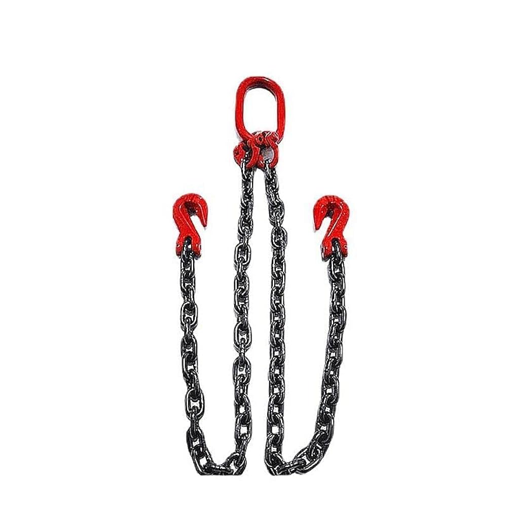 【大特価】チェーンスリング　2本吊　チェーン長1M リング・フック付　2TON用 大特価】チェーンスリング 2本吊 チェーン長1M リング・フック付