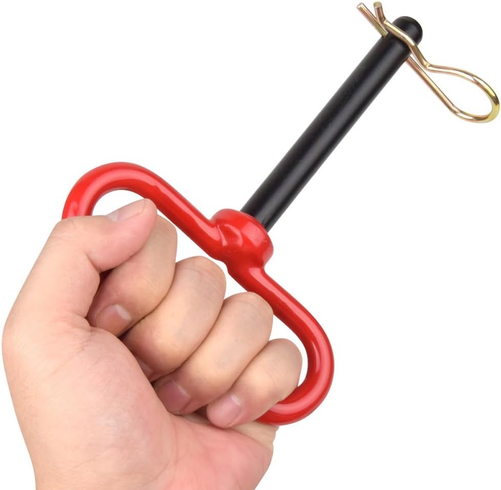 2PCS 1/2*4-1/2 "Hitch Pin and Clip Red Handle Hitch Trailer PinsTowing Security Pin for Trailers, Lawn Equipment & Snow Plows - Easy Install Hitch Pin
