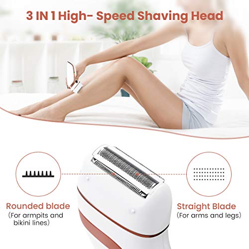 Electric Shaver for Women, Hizek 3 in 1 Epilator Hair Remover Cordless【2021Newest】Including Electric Razor, Foot Callus Remover, Rechargeable Lady Shaver Bikini Trimmer for Arm, Armpit, Bikini, Leg