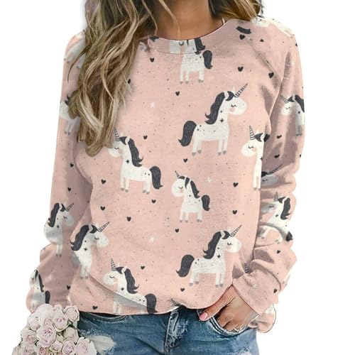 Sweat-shirt graphique pour femme avec joli motif cheval confortable et doux