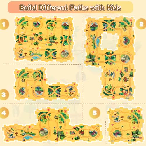 𝐗𝐀𝐙𝐀𝐒𝐓𝐎𝐕 Plastic Floor Puzzles for Kids Ages 3-5, Puzzle Track Car Play Set, Educational Montessori Toys for 3 4 5 6 Year Old Boys, 3 4 5 6 Year Old Boy Birthday Gift - Thumbnail 4